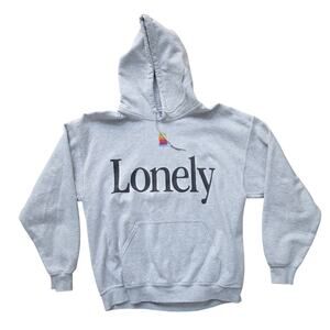 Lonely Ghost The Apple Hoodie Heathered Gray Graphic Print Unisex Sz Large